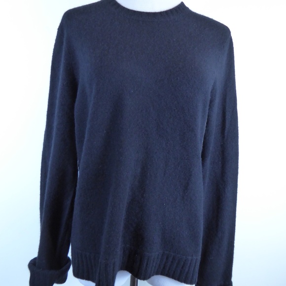 RALPH LAUREN CASHMERE BLACK CREWNECK SWEATER M L - Picture 1 of 4